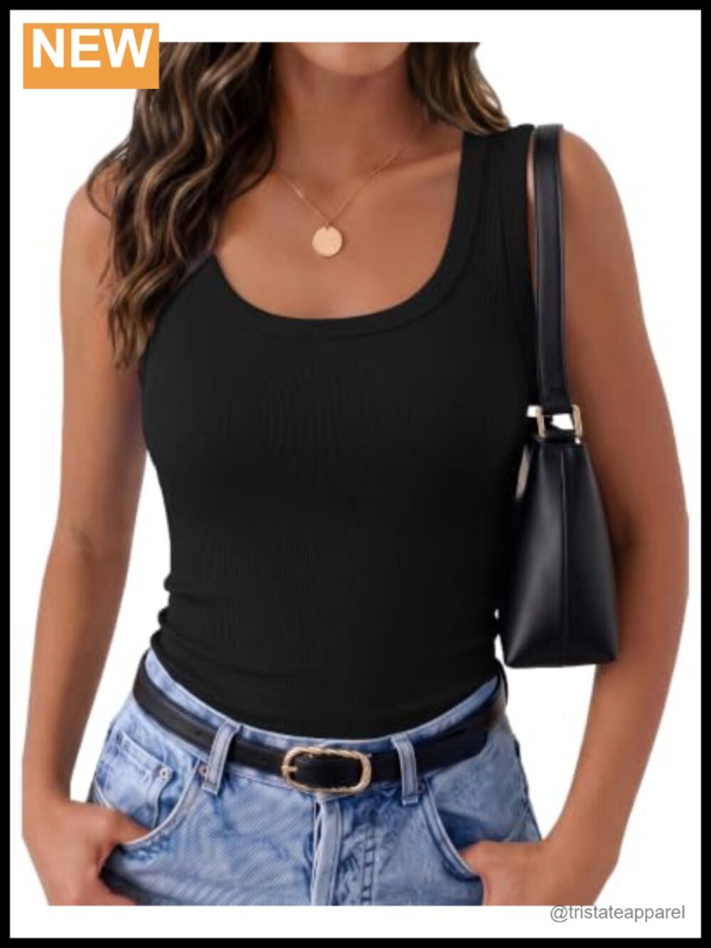 Ribbed Square Neck Sleeveless Tank Top Slim Fit Summer Casual Shirt
